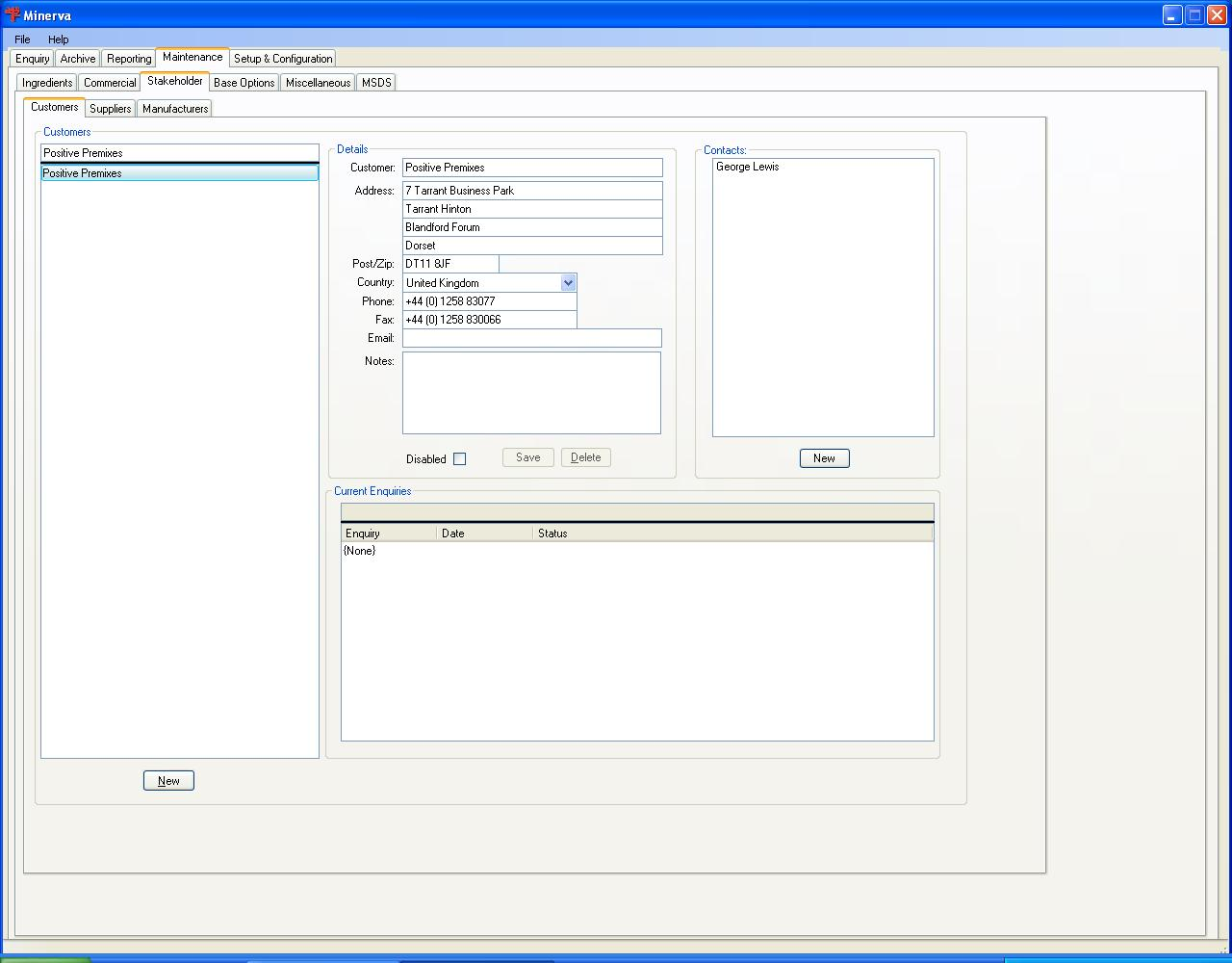 Customers screen
